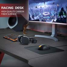 140/160/180cm Computer Schreibtisch Gaming Tisch Gaming Schreibtisch Gamer Computertisch Home Office Schreibtisch Workstation  mit Tassenhalter Kopfhörer Ergonomischer schwarz - Schwarz - Übersicht 3