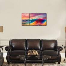 3pcs Abstract Canvas Wall Art Set For Home Office Decor - Colorful Ocean Art Modern Cool Wall Paintings Printed On Canvas High Definition Gift For Art Lovers - Multicolor - View 9
