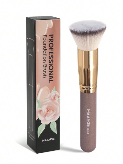 MAANGE 1 pieza Brocha de base de cabeza plana, herramientas de maquillaje con fibra suave para transportar fácilmente, brocha para viajar