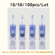 10/50/100Pcs/Lot Bayonet Derma Pen Needles Nano 36 12 Microneedling Cartridge Tip MicroNeedle For A6 N2 M5 M7 A1 E30 MYM Pen Bayonet Slot Disposable Replacement Parts (0.25mm) For Skin Care,Beauty,Skin Care Products,Spa,Self Care,Skin Care Tools,Face Care,Esthetician Supplies,Massage,Face Massage Tool,Face Roller - Blue - View 1
