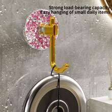 1pc Diamond-Studded Adhesive Wall Hook For Bathroom, Doorway & Wall Hanging, Non-Drilling Hanging Hook, Luxury Design, Bathroom Accessories, Room Decor
