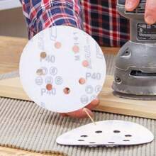 10pcs/160pcs 5-Inch Sanding Disc Hook And Loop Backing Sanding Pad Sandpaper Plate 8-Hole Red Sanding Disc With Coarse To Medium Grits, Suitable For 40/80/100/120/150/180/240/320/400/600 Grit Power Sanding Discs, 5 Inch 8 Hole Round Sanding Disc Tools