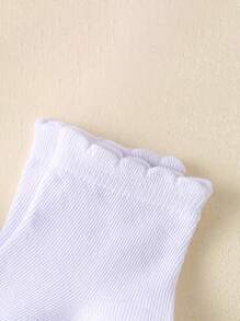 5pairs/Set Girls Thin Solid/Stripe Pattern Lace Ankle Socks For Summer, Casual Style