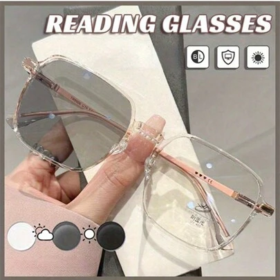 变色眼镜 时尚大框方形老花眼镜 女士配饰 眼镜 情人节 情人