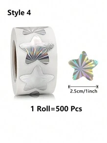 500 piezas de pegatinas de purpurina con forma de estrella de cinco puntas | corazón | círculo, pegatinas brillantes de láser de papel de aluminio para recompensas de niños, 1 pulgada de pegatinas adhesivas coloridas de incentivos para decoración de fiestas de cumpleaños, bodas y suministros para maestros de aula - Multicolor - Ver 14