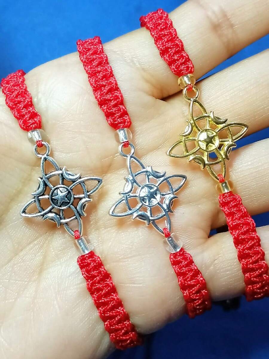 1pcs  Knot Woven Bracelet Pewter Protection Bracelets For Sharing - Red - View 1