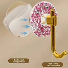 1pc Diamond-Studded Adhesive Wall Hook For Bathroom, Doorway & Wall Hanging, Non-Drilling Hanging Hook, Luxury Design, Bathroom Accessories, Room Decor