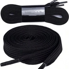 1pair Solid Color Double-Layered Versatile Shoelaces For Sneakers, Flat Shoes And White Shoes