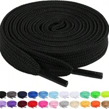 1pair Solid Color Double-Layered Versatile Shoelaces For Sneakers, Flat Shoes And White Shoes