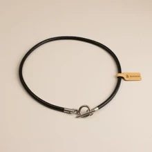 BLKSMTH BLKSMTH Women's Classic Black Leather OT Buckle Choker Necklace