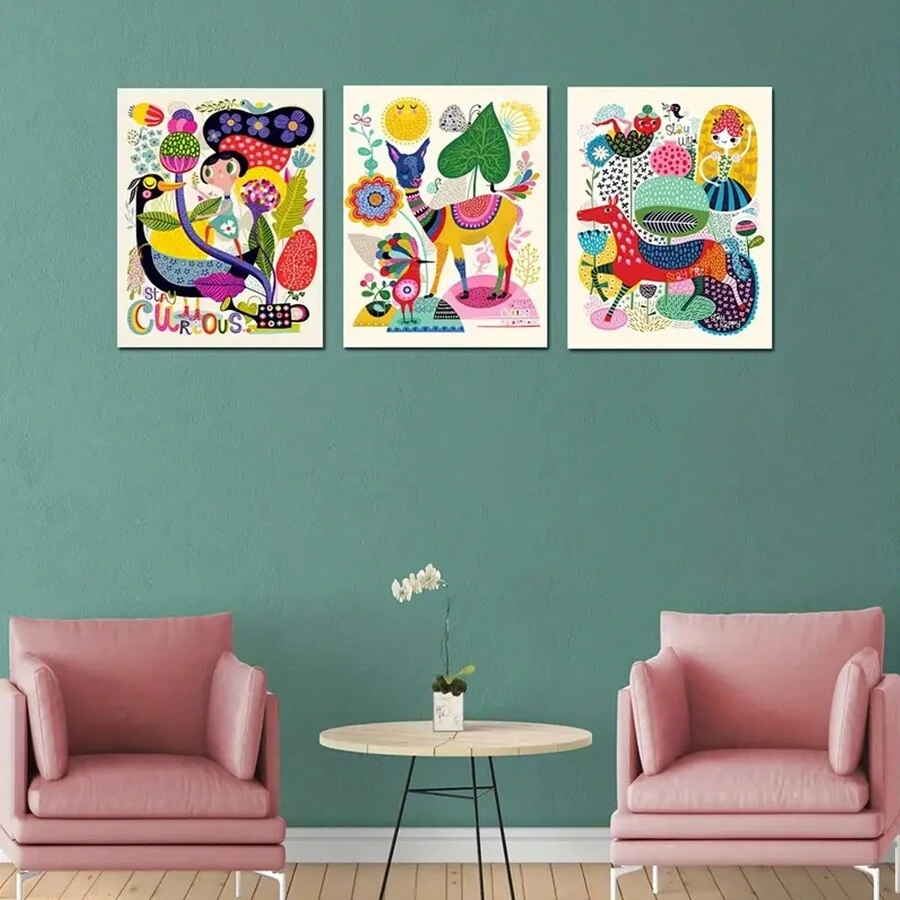 3 Áp phích vải nghệ thuật, Tranh nghệ thuật treo tường sân vườn hiện đại trang trí, Áp phích treo tường, phòng tắm, phòng ngủ, văn phòng, phòng khách, trang trí tường nhà, không khung - Nhiều màu - Xem 1