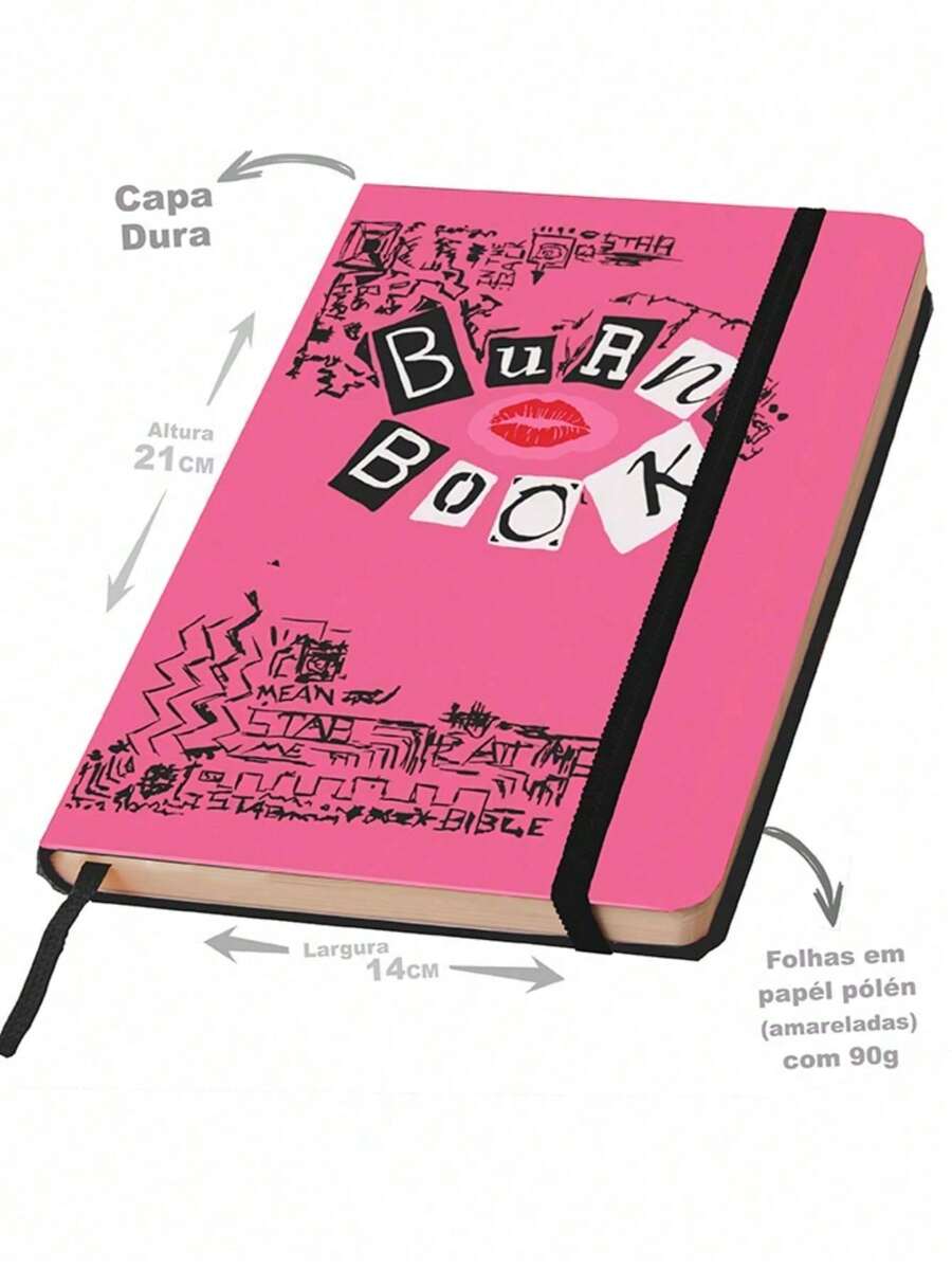 BURN BOOK Caderno Tipo Moleskine Sketchbook ou anotaçoes Meninas malvadass - COM pauta ( para escrever) - Visão 1