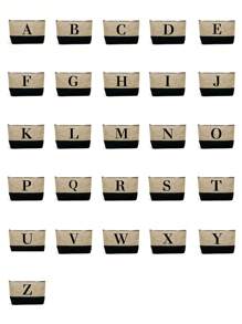 1PC Initials Printed Patchwork Women's Handbag, Makeup Bag, Teacher's Day Gift, Reusable Handbag, Women's Simple And Large Capacity Travel Makeup Bag, Multi-Functional Portable Women's Gift, Portable Leisure Storage Bag