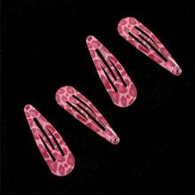 4pcs Leopard Print Pattern Hair Clips, Retro Horse Pattern & BB Clips, Y2K Style Hair Accessories For Girls Claw Clips Hair Claws Hair Barrettes, School Stuff - Multicolor - View 6