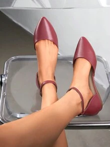 Women Flats Ankle Strap Pointed Toe Ballet Flats Versatile Commuting Office Shopping Casual Dress Flats Shoes - 紅色 - 查看 4