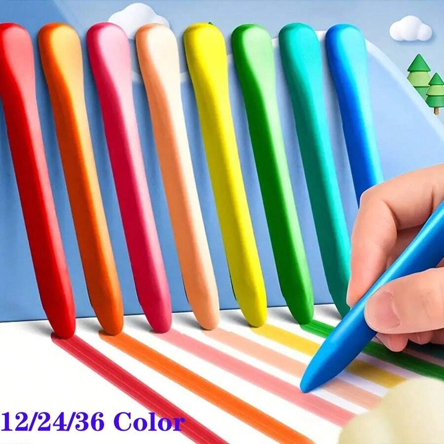 12/24/36 Colors Washable Triangle Oil Painting Crayons - Double Headed For And Easy Use Back To School - Multicolor - View 1