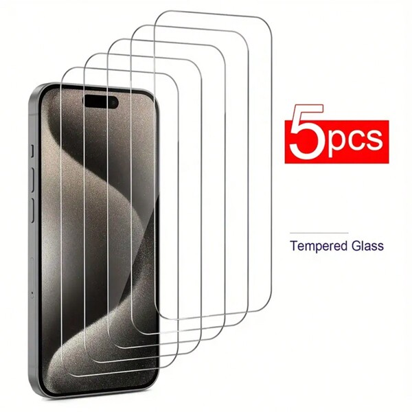 5pcs Ultra-Resistant Tempered Glass Compatible With Iphone 16/16 Plus/16 Pro/16 Pro Max/15 Pro Max To 11 - Anti-Scratch, 9H Hardness, Easy Install Screen Protection Gift For Birthday, Family, Friends Phone Screen Protector, Phone Accessories