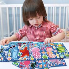 8/16/24/32 Sheets Reusable Make-A-Sea Face Stickers Ocean Animals DIY Art Craft Rewards For School Kid Teacher Summer Mermaid Party Favor Sticker For Birthday Gift Children Room Ocean Decorated Stickers,Stickers For Teachers,Boy Party Favors