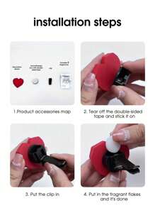 1 pieza/2 piezas Difusor de fragancia para rejilla de ventilación de coche con forma de corazón asimétrica, decoración de coche dulce y fresca