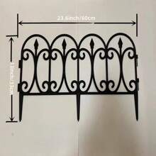 6 pezzi Recinzione in plastica per casa con decorazioni in pietra per giardino, Inserimento recinzione per prato, nero - Multicolore - Visualizzare 3