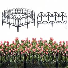 6 pezzi Recinzione in plastica per casa con decorazioni in pietra per giardino, Inserimento recinzione per prato, nero - Multicolore - Visualizzare 1