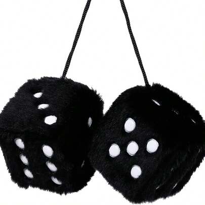 Couple Fuzzy Dice With Leather Dots Retro Car Mirror Hanging Accessories For Car Decoration