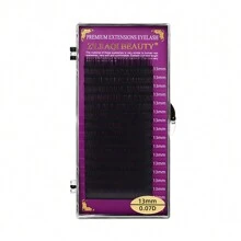 16D 卷曲黑色貂毛睫毛，自然柔软弧形款式，0.07/0.1mm 合成貂毛，8-15mm 手工单根睫毛延长，适合女性美容使用