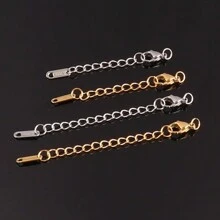 10pcs Stainless Steel Extension Chains Extended Tail Chains Lobster Clasps Connectors DIY Jewelry Making Findings Bracelet Necklace