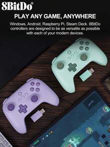 8bitdo PC Gamepad Ultimate C 2.4G Wireless Controller,Compatible With Android Windows 10 11 Steam Deck PC Raspberry Pi Joysticks,480mAh Battery Capacity About 25 Hours Of Playtime With 2 Hours Of Charging Time,Gaming Console Accessories,2.4G Wireless Or Wired USB Connectivity,Plug And Play Turbo Function Rumble Vibration Enhanced Grip ,Green - Green - View 6