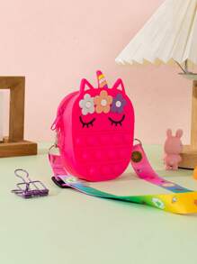 1 peça Nova Bolsa de Moedas de Silicone para Crianças com Fecho de Zíper e Formato de Flor, Adequado para Uso Externo