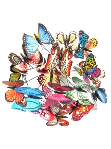 25Pcs Luminous Butterfly Stakes - Perfect For Garden Lawn Decoration!(Random Patterns And Colors.Please Place The Luminous Butterfly In A Sunny Area And Wait For The Luminous Powder To Absorb And Transfer To A Dark Place, As It Will Emit Fluorescence. After No Fluorescence, The Above Operation Can Be Repeated And Reused. Please Note That The Fluorescence Effect Of Luminous Powder Will Weaken After Being Soaked In Water!)