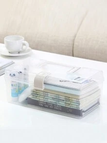 1 Hộp Bảo Quản Để Bàn Trong Suốt Có Tay Cầm, Hộp Đựng Đồ Ăn Nhẹ Cho Ô Tô, Hộp Tổ Chức Đồ Chơi - Trắng - Xem 5