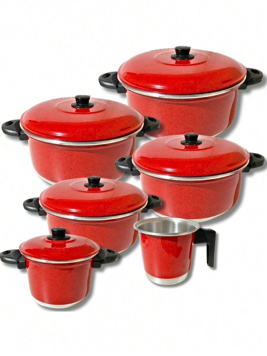6 Piece Aluminum Color Casserole Pan Set - Red - View 1
