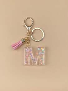 1 Peça de Chaveiro de Resina com Inicial, Ornamentos Feitos à Mão, Adequado para Bolsas, Acessórios, Encantos, Acessórios de Telefone Celular de Mulheres, Conchas de Borboleta, Lantejoulas em Forma de Estrela, Acessórios Escolares de Carro, Acessórios Góticos Fofos Y2k, Ideias de Presentes para o Dia dos Professores e Natal