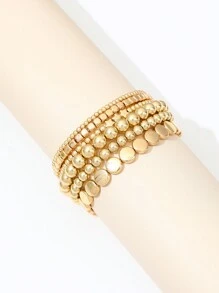 6pcs Personalized CCB Geometric Square & Star Beaded Anklet, Simple & Stylish Foot Jewelry