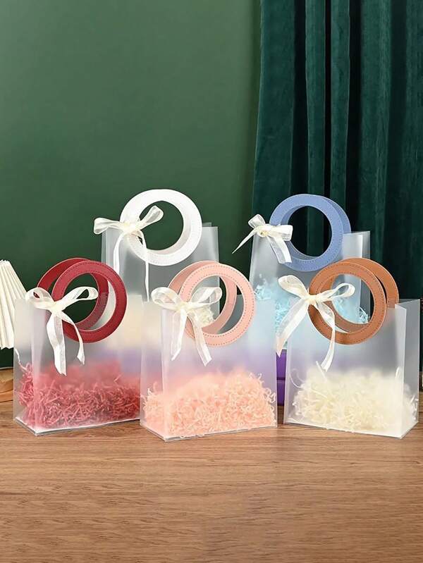 10 piezas de bolsas de regalo con estilo de bolso transparente de PVC, bolsas de dulces al por mayor, bolsas de fiesta con estilo Ins, bolsas de embalaje de plástico para regalos, llevadas a mano