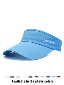 1 Stück Unisex Sommer Sonnenhut mit gesticktem Buchstaben SPORT, schnelltrocknend, verstellbar, atmungsaktiv, Outdoor-Kappe für Laufen, Reisen, Wandern und Radfahren