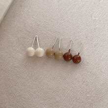 3對2024新款INS風格輕奢925純銀耳釘，米拉德小球元素設計獨特的耳環，適合日常穿戴、派對或作為母親、女友、妻子的禮物，適合母親節、聖誕節、感恩節、萬聖節、情人節、教師節、復活節、開齋節和古爾邦節 - 淺藍色 - 查看 5