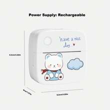 Portable Thermal Printer With 3 Rolls White Paper, Wireless Pocket Printer, Black & White Photo Sticker Printer Maker Compatible With Android /IOS For Study Note, Offiice Lists Memos, Small Business - Blue - View 2