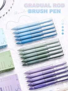 5入組運動筆套裝，高品質ST筆尖快乾順暢0.5mm硬質鋼珠筆，適用於學生考試簽字 - 按下/ST筆頭/0.5mm/黑色速乾油墨 - 查看 1