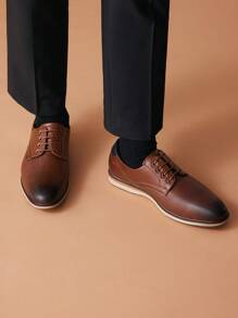 Men Casual Dress Oxford Sneakers Shoes For Men Office Work Daily Business  Formal Fashion Derby Suits Shoes - 棕色 - 查看 2