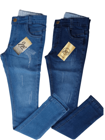 Kit 2 Calça jeans masculina jeans e sarja infantil juvenil 10 ao 16 skinny