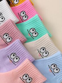 10 Paar Kindersocken Set, niedliches Augen Ausdrucks Kombidesign, bequem & atmungsaktiv, modisch & vielseitig, geeignet für den täglichen Gebrauch und Sport, für Schüler.