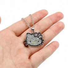 Sanrio 1 pièce Collier pendentif mignon de dessin animé Sanrio KT chat. Mode Kawaii, Collier hello kitty Anime Y2K. Bijoux pour femmes et filles, cadeaux