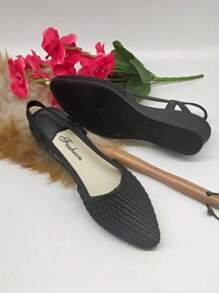 French Vintage Braided Stiletto Pointed Toe Women Sandals, Waterproof And Non-Slip, Suitable For Work And Sexy