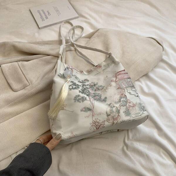 Simple Casual Large Capacity Women's Shoulder Tote Bag New Fashion Embroidery Versatile Commuter Storage Bags