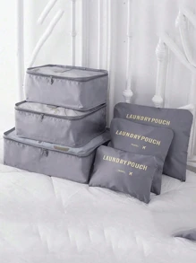 6 件装旅行行李打包袋，行李箱衣服收纳袋，可折叠收纳袋，鞋袋，内衣袋，旅行背包旅行包，行李箱，旅行装备，返校搬家袋收纳袋