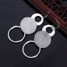 Charms Wedding Silver Jewelry Fashion Pretty Round Pendant Necklace Earring Women Party Set Top Quality