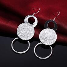 Charms Wedding Silver Jewelry Fashion Pretty Round Pendant Necklace Earring Women Party Set Top Quality