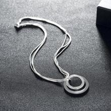 Charms Wedding Silver Jewelry Fashion Pretty Round Pendant Necklace Earring Women Party Set Top Quality